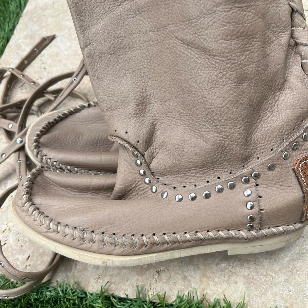 Hector Riccione moccasin boots tan leather - Picture 11 of 15